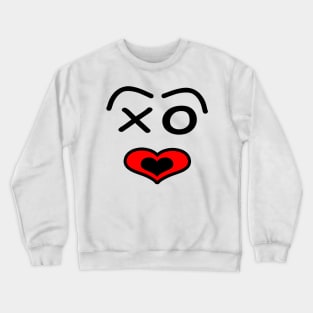 Funny love face - black and red. Crewneck Sweatshirt